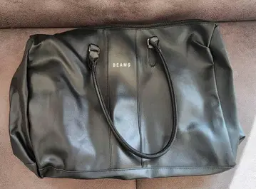 BEAMS 블랙 가죽 느낌 보스턴 백