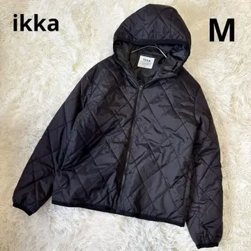 ikka 퀼팅 후드 부착 지퍼 자켓 블랙 M