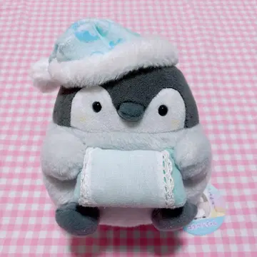 코우펜짱 봉제 인형 블루 나이트캡 겨울털 푹신푹신 봉제 인형 M