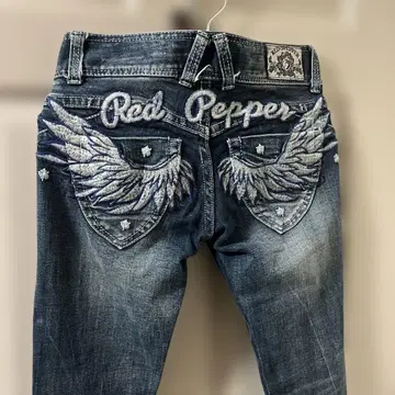 Red Pepper 윙 자수 스키니 청바지