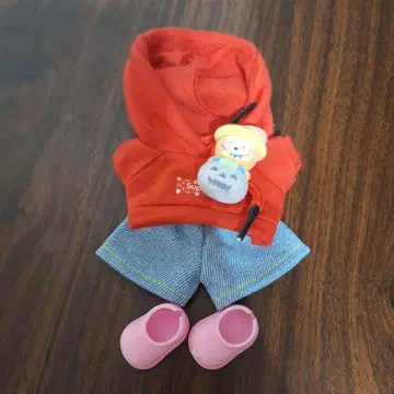 봉제 인형용 빨간색 후드 부착 의류 세트