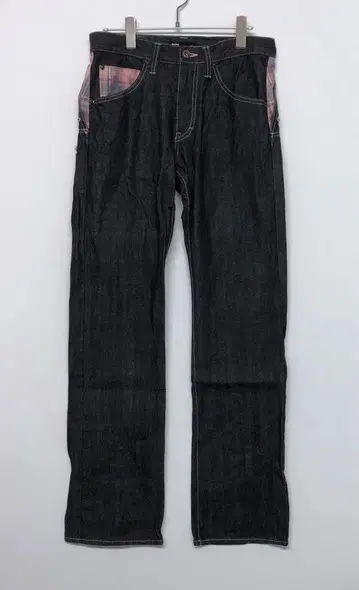 헤이세이 아카이브 구제 의류 더블 레이어 체크 무늬 힙 데님 팬츠