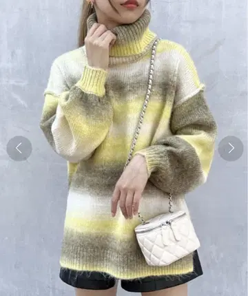 원웨이 [ F ] 그라데이션 하이넥 니트 오버 사이즈 돌려입기