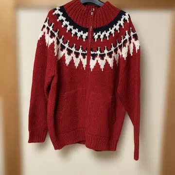 미사용 새상품 카우친 L 사이즈 포켓 부착 빨간색 손뜨개질