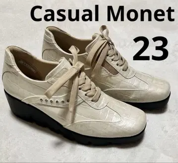 Casual Monet 23cm 아이보리 악어 엠보싱 통굽 스니커즈