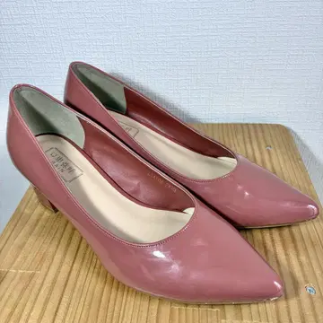 히미코 HIMIKO 레인 펌프스 24cm 핑크 에나멜 조 5cm 힐
