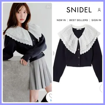 미개봉 신상 새상품 SNIDEL 레이스 칼라 니트 풀오버 BLK