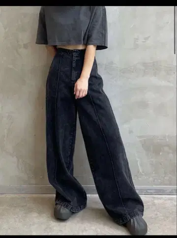 블랙 데님 와이드 팬츠 몬트리올