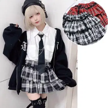 볼칸 & 아프로다이테 티어드하토메 스커트 black
