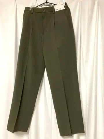 유니클로 턱 와이드 팬츠 S 올리브 미사용 택 포함 UNIQLO 그린