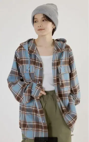 로데오 크라운 [ UNISEX ] 후드 체크 셔츠
