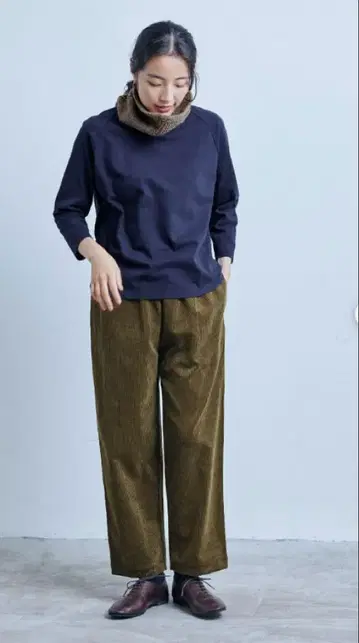 나카가와 마사시치 상점 면린넨 코듀로이 이지 팬츠 카키