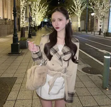 아리에크 elmyu 셋업 트렌치코트 체크 무늬