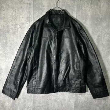 고급 Marks & Spencer 가죽 자켓 블랙 천연 가죽