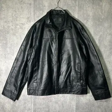 고급 Marks & Spencer 가죽 자켓 블랙 천연 가죽