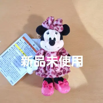 미니 레오파드 무늬 인형 배지 키체인 핑크 레오파드