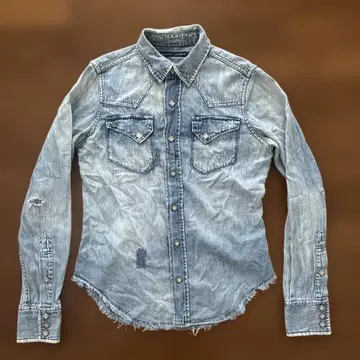 랄프 로렌 유즈드 데미지 가공 데님 웨스턴 셔츠 여성용 7