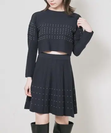 새상품급 SNIDEL 스나이델 크롭 니트 셋업