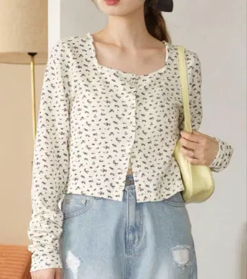 Kastane 미니 꽃무늬 스퀘어 서멀 가디건