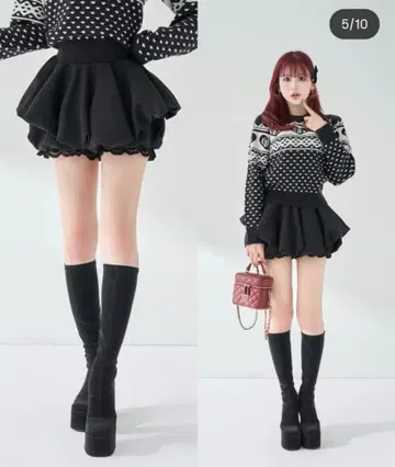 [라스트 1점] 다리치 볼륨 벌룬 미니 스커트 블랙