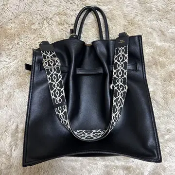 LOWELLThings 개더 오픈 토트 BAG 테이프 숄더 블랙