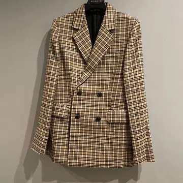 MACPHEE 맥피 체크 무늬 더블 브레스트 테일러드 자켓