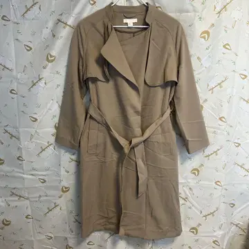 H&M 베이지 롱 코트 레이어트 카라 디자인 루즈한 사이즈