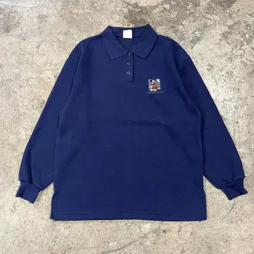 90s MICKEY 미키 긴팔 피케 셔츠 네이비