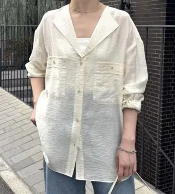 콜라주 빈티지 라이크 라펠 칼라 시어 셔츠