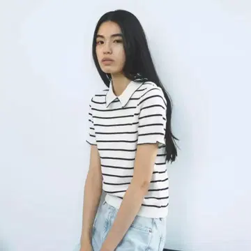 ZARA 파이핑 니트탑 보더