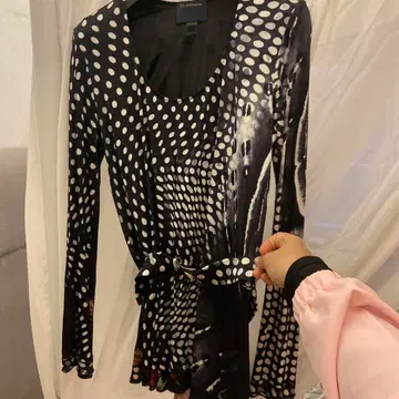 CLASS 로베르토 카발리 도트 무늬와 꽃무늬의 긴팔 상의