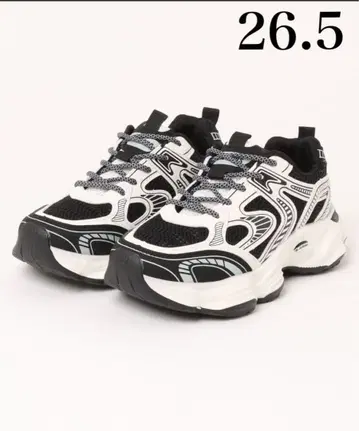 [ shoes365 ] 메쉬 패널 통굽 스니커즈 26.5cm 블랙