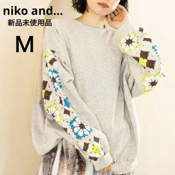 미사용 새상품! nikoand - 크로셰 콤비 풀오버 라이트 그레이