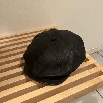 USA NEW YORK HAT 가죽 헌팅 캡 헌팅 블랙 양가죽