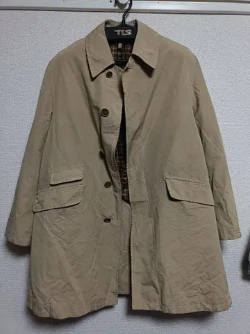 고타이리쿠 베이지 트렌치코트 체크 안감