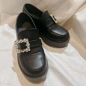로퍼 힐 블랙 비쥬 통굽