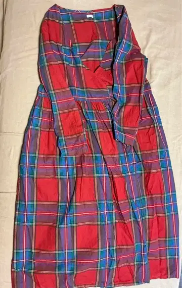 이치 체크 원피스 빨간색