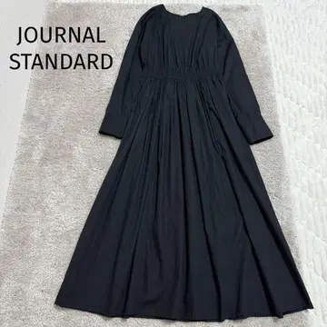 저널 스탠다드 개더 롱 슬리브 원피스 블랙