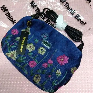 Think Bee! 꽃무늬 자수 숄더백 네이비