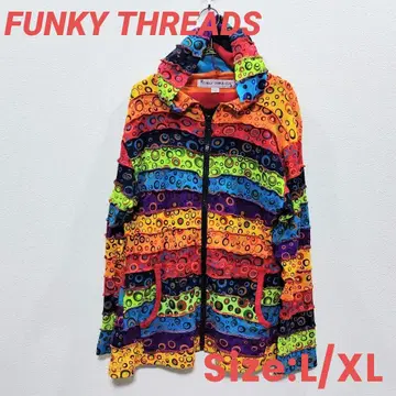 FUNKY THREADS 컬러풀 후드티 비비드 L/XL 레인보우 색상