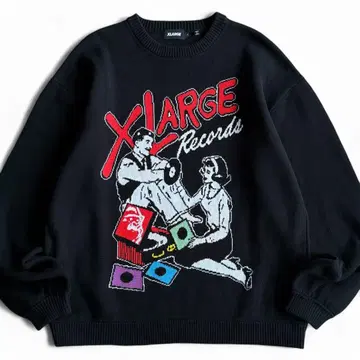 XLARGE 그래픽 프린트 로고 크루넥 스웨터 니트 블랙 L