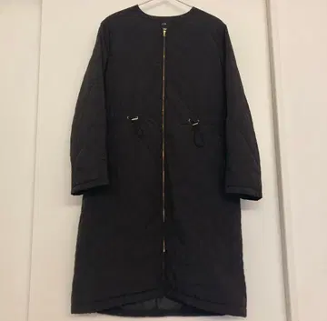 23구 발수 가공 충전솜 롱 패딩 아우터 블랙