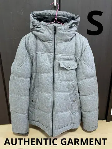 그레이 후드 부착 다운 자켓