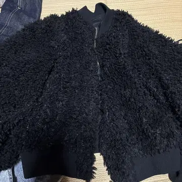 블랙 플리스 봄버 자켓