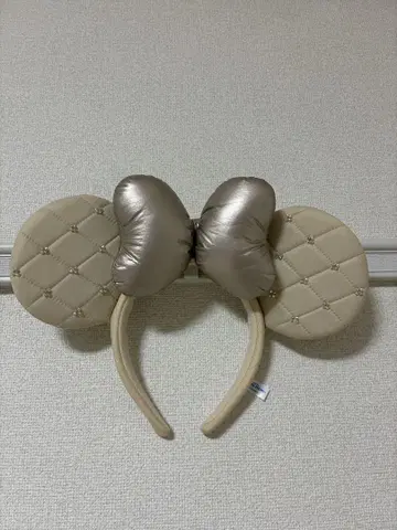 [ 새상품급 ] 미니풍 귀 리본 머리띠 베이지