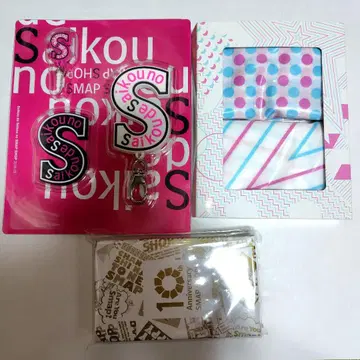 [ 미사용 3종 세트 ] SMAP SHOP 스트랩 키링 손수건