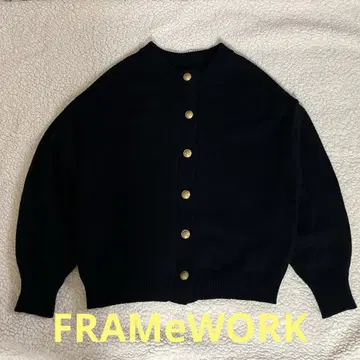 FRAMeWORK 골드 버튼 가디건 블랙 FREE