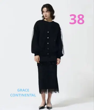 택 포함 미사용 새상품 그레이스 콘티넨탈 콤비 타이트 스커트 블랙