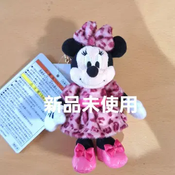 미니쨩 레오파드 무늬 인형 배지 키체인 핑크 레오파드