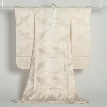 학 무늬 순수 실크 화이트 카케시타 신부 기모노 카케시타 새상품급